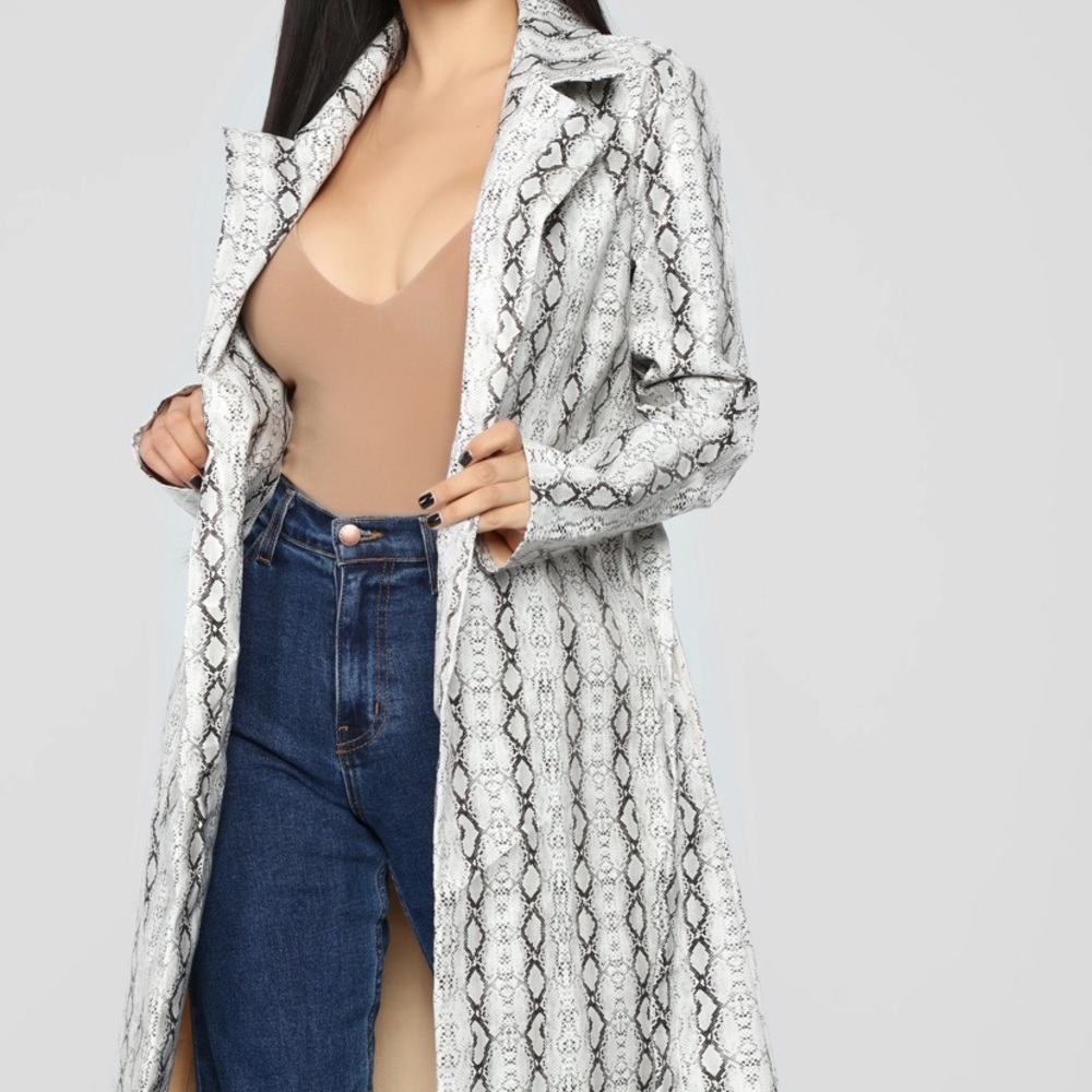Fashion Nova Faux Snakeskin Peacoat-Size L